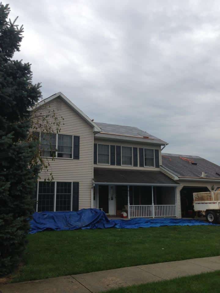 Roof replacement in progress in York PA