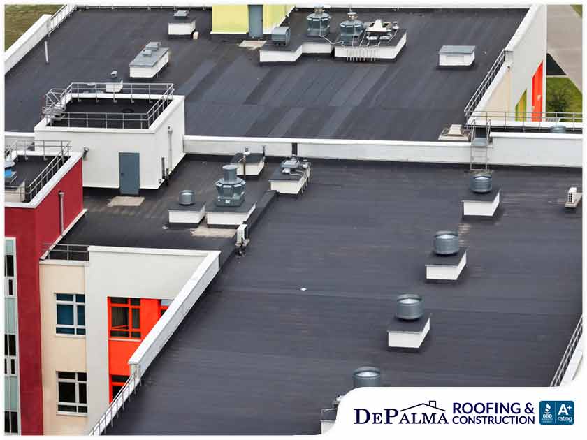 Commercial building flat roof