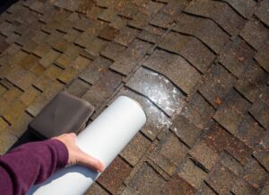 applying moss killer for roof maintenance
