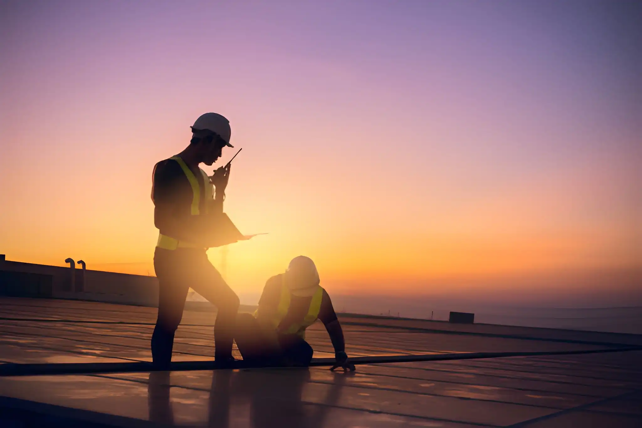 Two technicians service yearly preventive maintenance